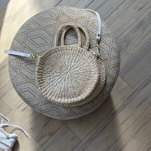 Clare V Tan Woven Shoulder Bag